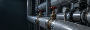 ingeniería de instalaciones en una sala de máquinas con tuberías aisladas